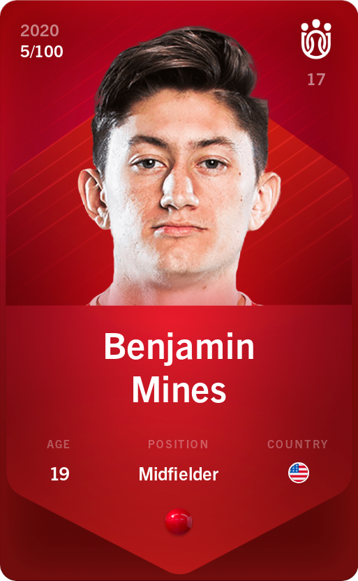 Sorare - Sorare Official - Benjamin Mines 2020-21 • Rare 5/100 - NFT # 25945572098023660274575139461191500247259807207043738899850867847429402562201