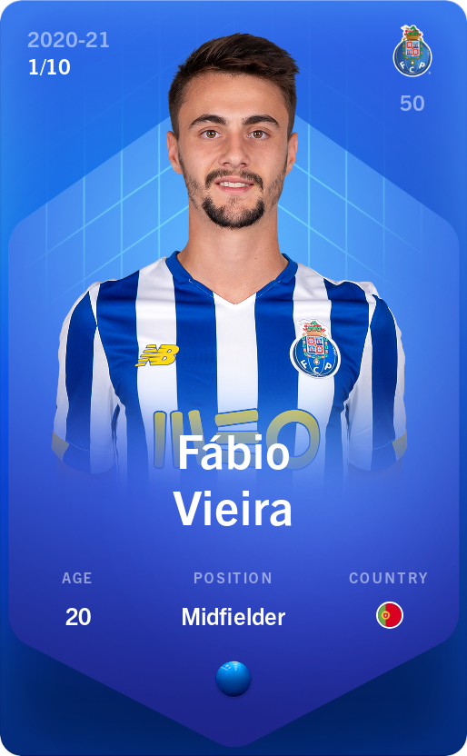 Sorare - Sorare Official - Fábio Vieira 2020-21 • Super Rare 1/10 - NFT # 28109338127120296632847014687895196235674015572413633577007219326497301865443