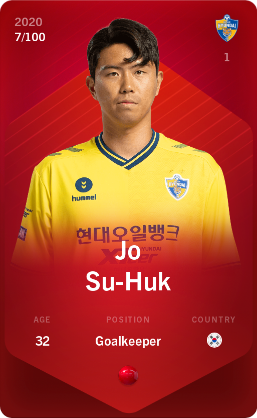 Sorare - Sorare Official - Jo Su-Huk 2020-21 • Rare 7/100 - NFT # 84206365516513803631515440357681318416330938573046679084008954087593167113544