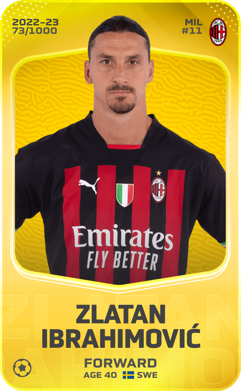 Sorare - Sorare Official - Zlatan Ibrahimović 2022-23 • Limited 73/1000 - NFT # 45597796221967290657890509539503530811361701613539036198198079970642501291429