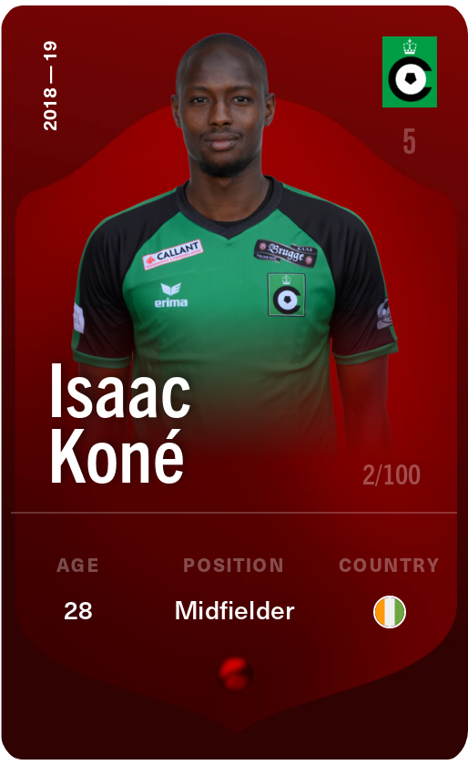 Sorare - Sorare Official - Isaac Koné 2018-19 • Rare 2/100 - NFT # 74044860679028005786915736244727421815882999186831244195219065997295298860778