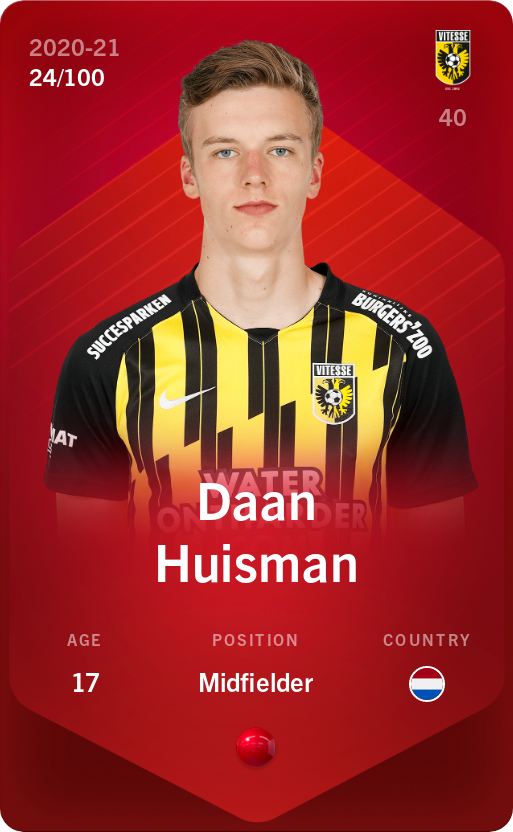 Sorare - Sorare Official - Daan Huisman 2020-21 • Rare 24/100 - NFT # 110008627522583635073469787821852734846794838680102501118621355965105421795036