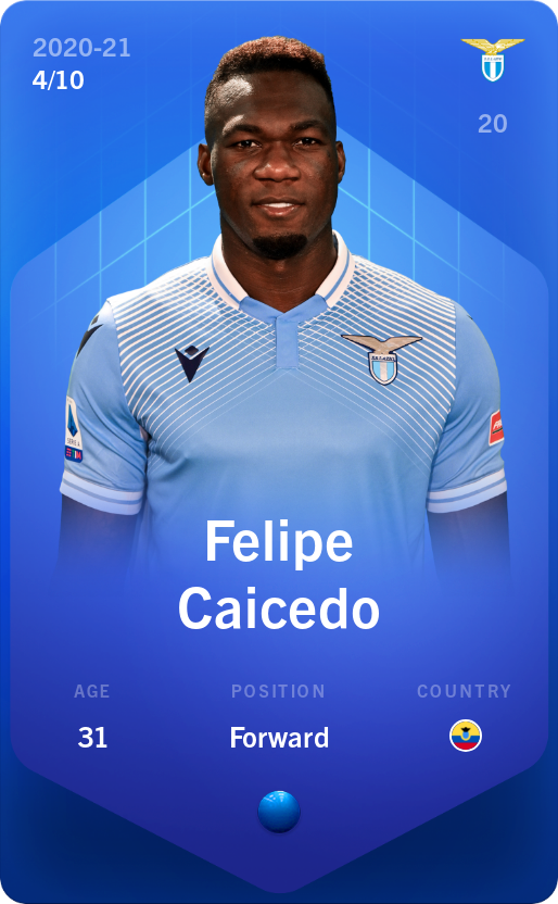 Sorare - Sorare Official - Felipe Caicedo 2020-21 • Super Rare 4/10 - NFT # 226353415298898073138031018457165105597300157687440604241488129676341247704