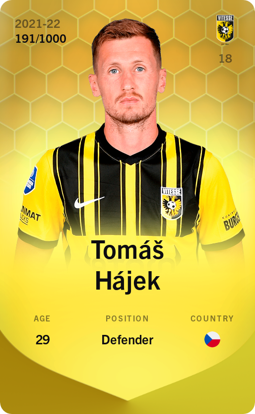 Sorare - Sorare Official - Tomáš Hájek 2021-22 • Limited 191/1000 - NFT # 104847758254329631297004585177258588284208820922560800493941125454005048627341