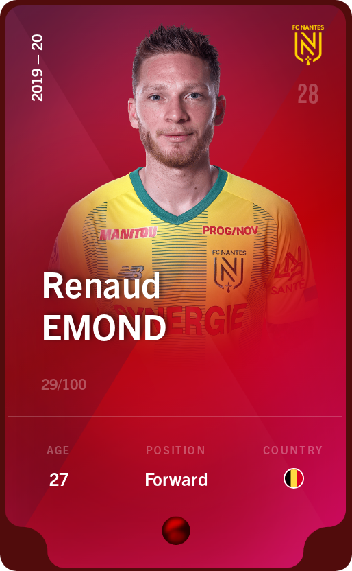 Sorare - Sorare Official - Renaud Emond 2019-20 • Rare 29/100 - NFT # 34933482536265588534722036782198571622597689747329891138786309884384114273487