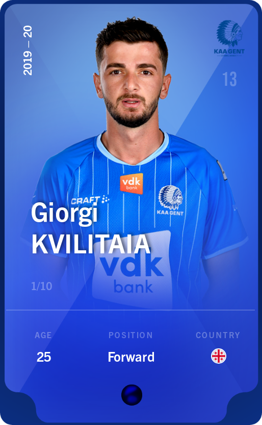 Sorare - Sorare Official - Giorgi Kvilitaia 2019-20 • Super Rare 1/10 - NFT # 21788783472477168349873763403984814330873849600722530797775130165983419901793