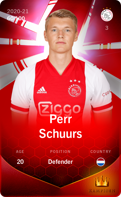Sorare - Sorare Official - Perr Schuurs 2020-21 • Rare 60/100 - NFT # 89900327139401450986091215344041663311478875179667886224769972689781298854600