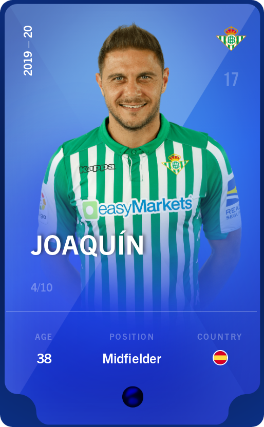 Sorare - Sorare Official - Joaquín 2019-20 • Super Rare 4/10 - NFT # 92369068593281847730242751355740611413564498637812685035876415284500713215814
