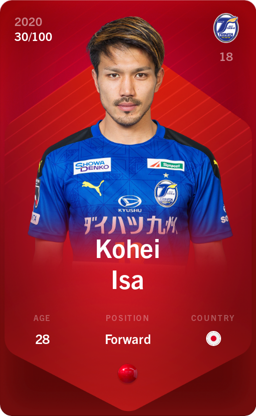 Sorare - Sorare Official - Kohei Isa 2020-21 • Rare 30/100 - NFT # 63554088060089157336681041342015587608772079864117655622424839605568178101073