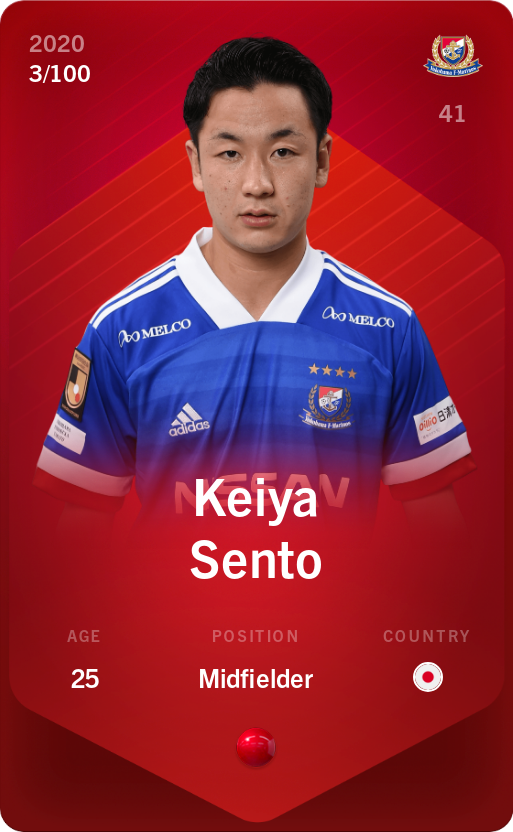 Sorare - Sorare Official - Keiya Sento 2020-21 • Rare 3/100 - NFT # 56164834597586906584817111165735894748024842919240147072199311075517355238966