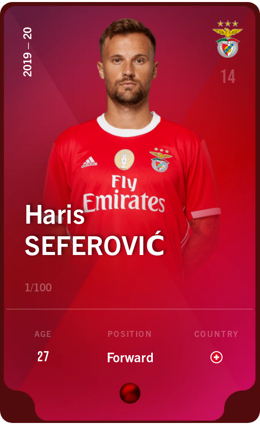 Sorare - Sorare Official - Haris Seferović 2019-20 • Rare 1/100 - NFT # 98340420218555654465055137381151025222644603098341113501200904344801054509764
