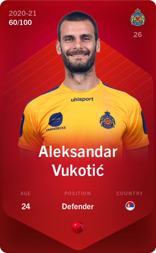Sorare - Sorare Official - Aleksandar Vukotić 2020-21 • Rare 60/100 - NFT # 89171110286920841426903487468825015485704502275186149345567565068316846028817