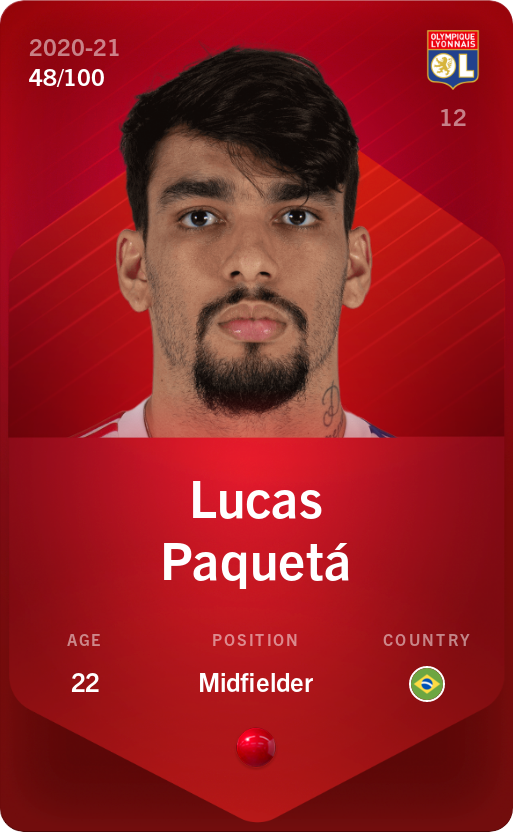 Sorare - Sorare Official - Lucas Paquetá 2020-21 • Rare 48/100 - NFT # 105573225338823480868898206930772336460426541678865495990079529469497290356316