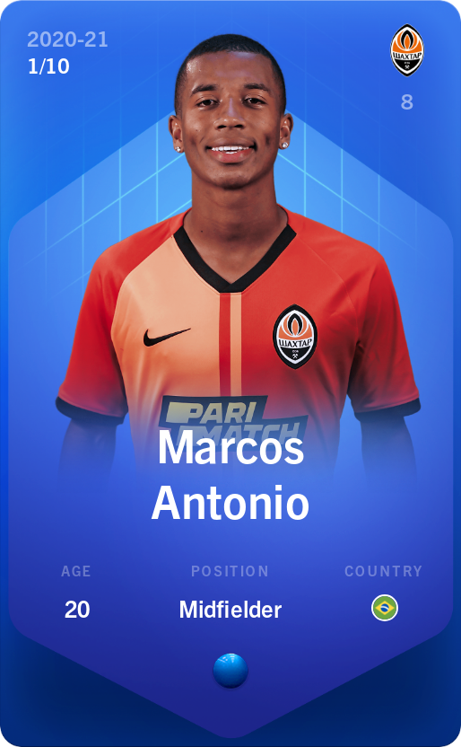 Sorare - Sorare Official - Marcos Antonio 2020-21 • Super Rare 1/10 - NFT # 51966699807378581385370333782581594552510273485679777549372499946865870111725