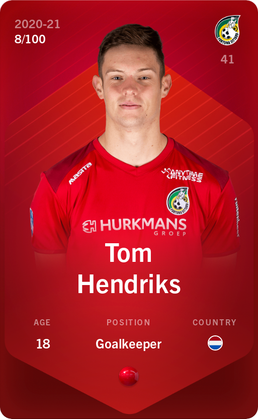 Sorare - Sorare Official - Tom Hendriks 2020-21 • Rare 8/100 - NFT # 58129600070450633040027105599948079931066414358818638008216517700657881040332