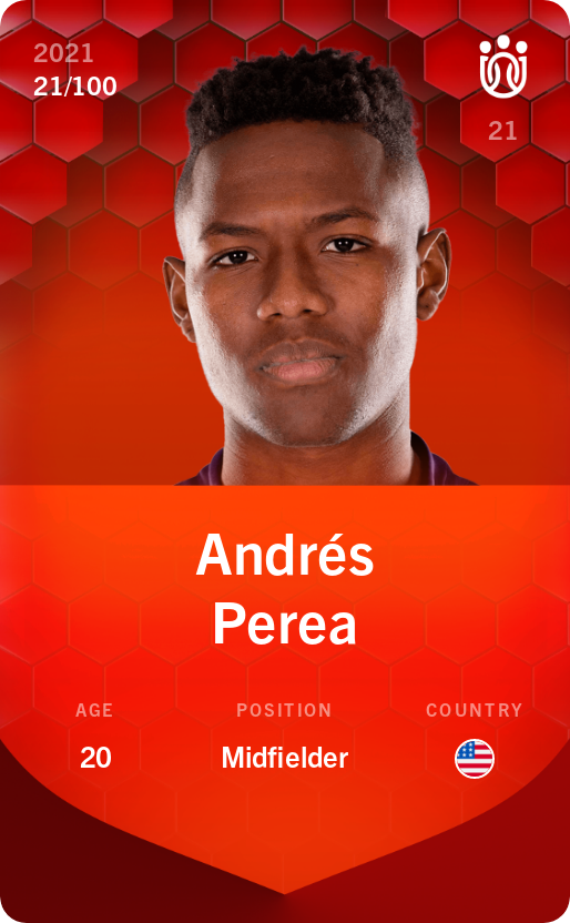 Sorare - Sorare Official - Andrés Perea 2021-22 • Rare 21/100 - NFT # 11141414189561204888599508325240276223747813793415243853634028038615533237819