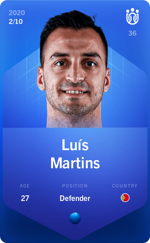 Sorare - Sorare Official - Luís Martins 2020-21 • Super Rare 2/10 - NFT # 87343605054308142304430759999585986351530243901815288130666915002717700521545