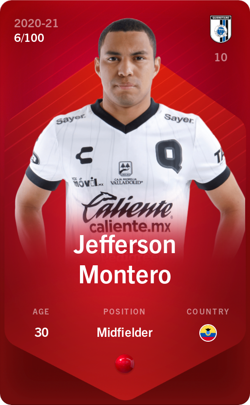 Sorare - Sorare Official - Jefferson Montero 2020-21 • Rare 6/100 - NFT # 15561170159649275284390938204247686617750917131525349107305162679099026157755