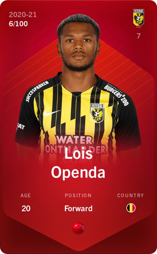 Sorare - Sorare Official - Lois Openda 2020-21 • Rare 6/100 - NFT # 92365692329774899046061702934643597077411968976261528465704517727553164537547