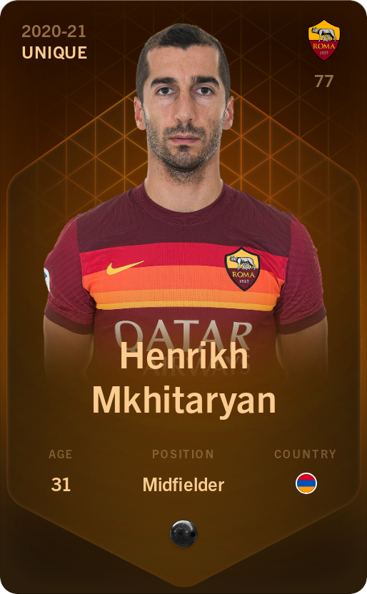 Sorare - Sorare Official - Henrikh Mkhitaryan 2020-21 • Unique - NFT # 51705141305766605351784663848553484974539615724498402635330086161276124382409
