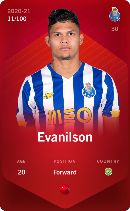 Sorare - Sorare Official - Evanilson 2020-21 • Rare 11/100 - NFT # 28022079562919661757328124692332976289513045658130403564395900029362385046561