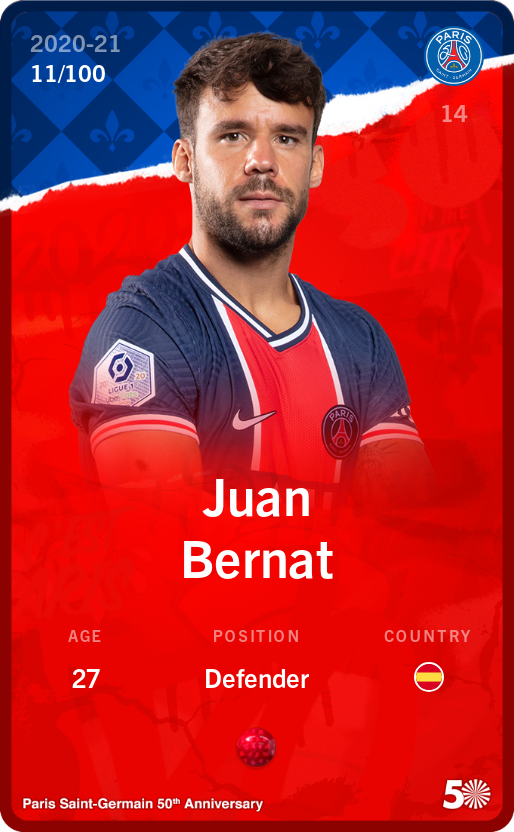 Sorare - Sorare Official - Juan Bernat 2020-21 • Rare 11/100 - NFT # 95231902225778951870887598112223583263516621104303709216527966354716184434359
