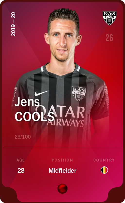 Sorare - Sorare Official - Jens Cools 2019-20 • Rare 23/100 - NFT # 93705085873964457849621524146581030621571384493509176684120957131453618400567