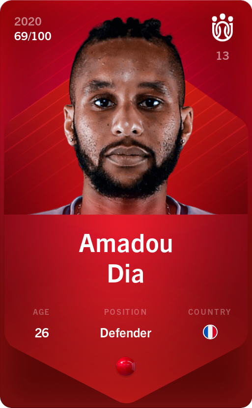 Sorare - Sorare Official - Amadou Dia 2020-21 • Rare 69/100 - NFT # 106305009799259877215706675582609275581674061561302665406643367878370369608389