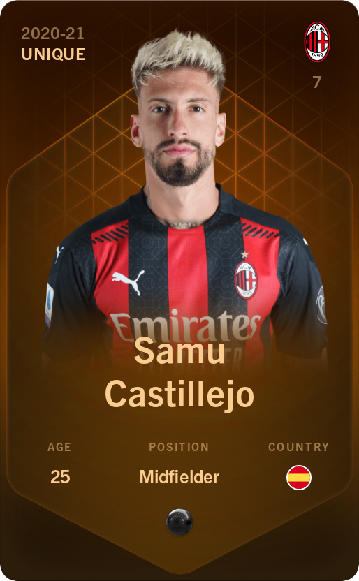 Sorare - Sorare Official - Samu Castillejo 2020-21 • Unique - NFT # 42173682879682855487301570164821836530332983002434799497978560113191072876574