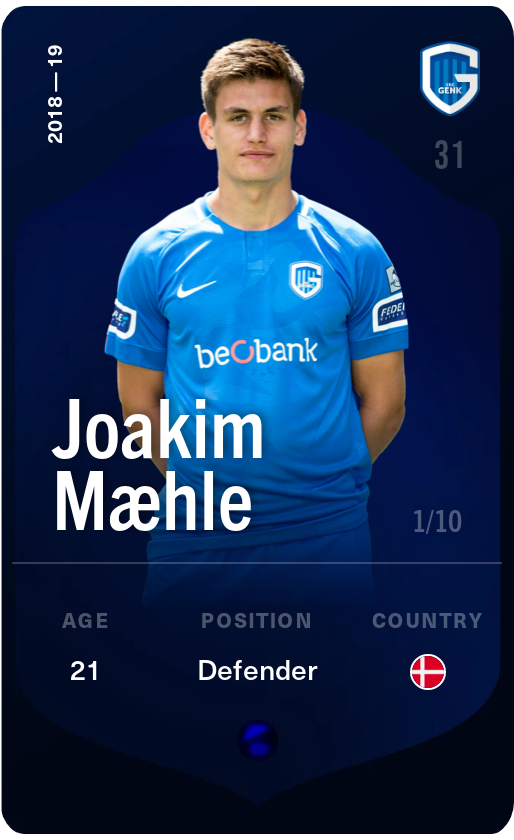 Sorare - Sorare Official - Joakim Mæhle 2018-19 • Super Rare 1/10 - NFT # 31394575603733383882741233956643773705600114207090874213981955816075597932484
