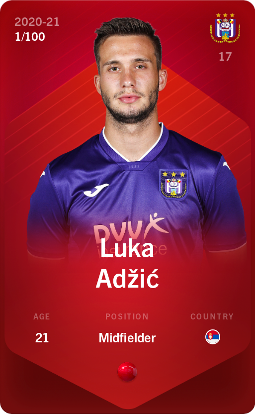 Sorare - Sorare Official - Luka Adžić 2020-21 • Rare 1/100 - NFT # 75516971202366687026560674539018947248143398102396614178526272294824801208661