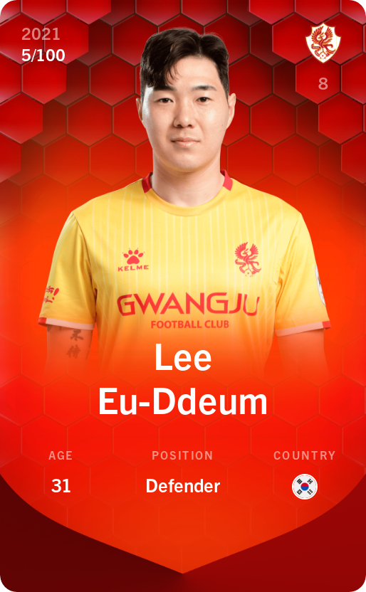 Sorare - Sorare Official - Lee Eu-Ddeum 2021-22 • Rare 5/100 - NFT # 38133762687299284438713579570594849242802112647290844710952705480560801088368