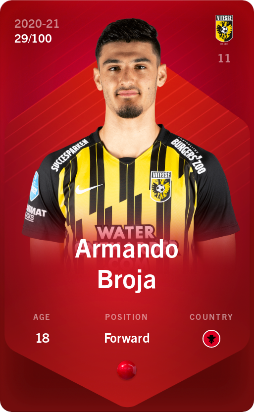 Sorare - Sorare Official - Armando Broja 2020-21 • Rare 29/100 - NFT # 55862586263994436007334008858424161243628090005816987116432459294987091046357