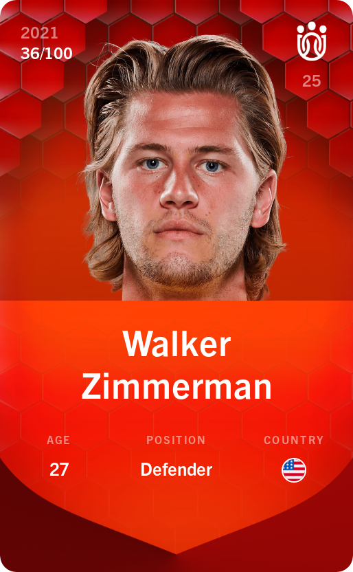 Sorare - Sorare Official - Walker Zimmerman 2021-22 • Rare 36/100 - NFT # 84116361200282298722919697047859900698559681071391541879428520838171781775631