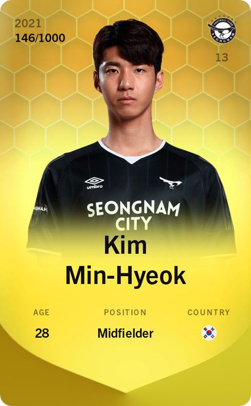 Sorare - Sorare Official - Kim Min-Hyeok 2021-22 • Limited 146/1000 - NFT # 48439253982334096409028134292486544845753766846548626448742423987439715072989