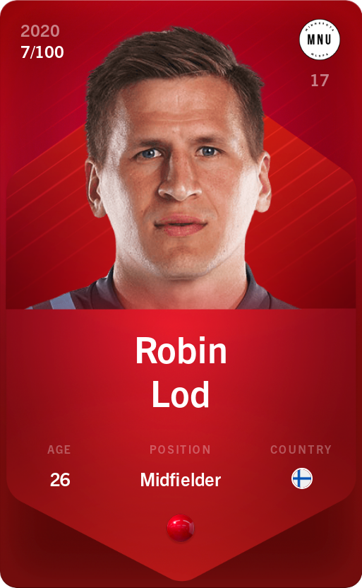 Sorare - Sorare Official - Robin Lod 2020-21 • Rare 7/100 - NFT # 64170410141434441480189330782893508990593436446805727384689107580184867201597