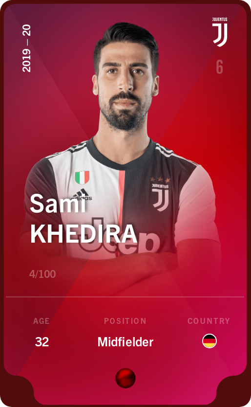 Sorare - Sorare Official - Sami Khedira 2019-20 • Rare 4/100 - NFT # 1998244650329556078372600673581347205538216750160333975411394587189315088399