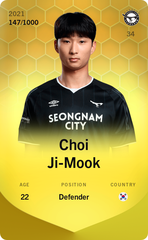 Sorare - Sorare Official - Choi Ji-Mook 2021-22 • Limited 147/1000 - NFT # 3976469873536195652022049882773516948672891711565673474352467224829537568977