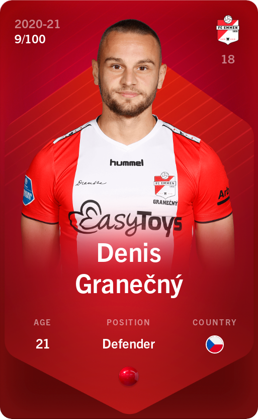 Sorare - Sorare Official - Denis Granečný 2020-21 • Rare 9/100 - NFT # 71230948873545654535857275783226393622062438843112619169423100643755229355257