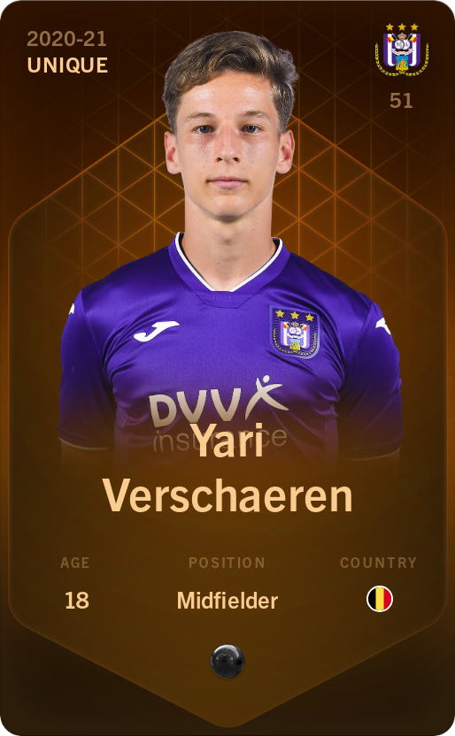 Sorare - Sorare Official - Yari Verschaeren 2020-21 • Unique - NFT # 52434898125448118547777420817335578966679804638677495935668137284024618078625