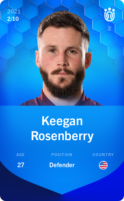 Sorare - Sorare Official - Keegan Rosenberry 2021-22 • Super Rare 2/10 - NFT # 38649275207132832100776445794500963274426830356557056684750999739219407499710
