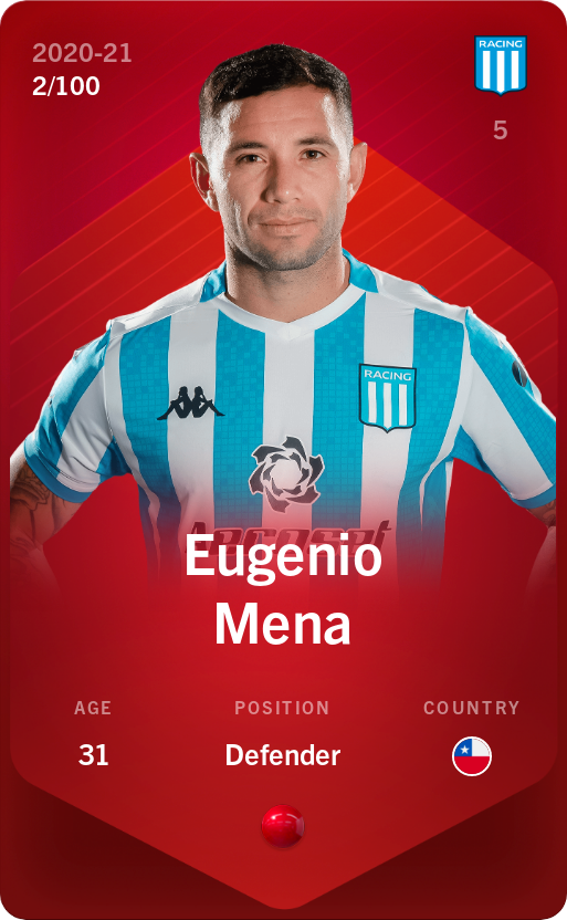 Sorare - Sorare Official - Eugenio Mena 2020-21 • Rare 2/100 - NFT # 70265444124437130114454866057508455537807118979340224826531531317092310697314