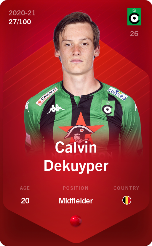 Sorare - Sorare Official - Calvin Dekuyper 2020-21 • Rare 27/100 - NFT # 87899331578177658275487804511022716979676045905265232825937618309819787068785