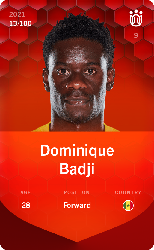 Sorare - Sorare Official - Dominique Badji 2021-22 • Rare 13/100 - NFT # 42157865422540415321725989773130885534965897127722656711444134359424462474676