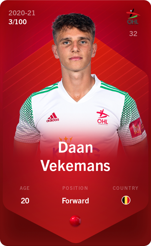 Sorare - Sorare Official - Daan Vekemans 2020-21 • Rare 3/100 - NFT # 7542652560233880536236536101632594676147614182076983172851941445963767318639