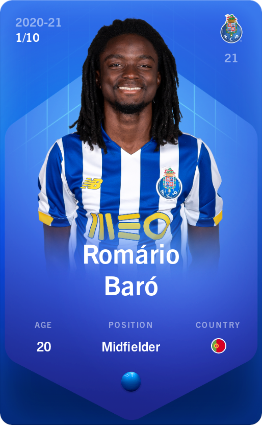 Sorare - Sorare Official - Romário Baró 2020-21 • Super Rare 1/10 - NFT # 25208810955856107049467171566162110746047918186899953165845328131960262544620