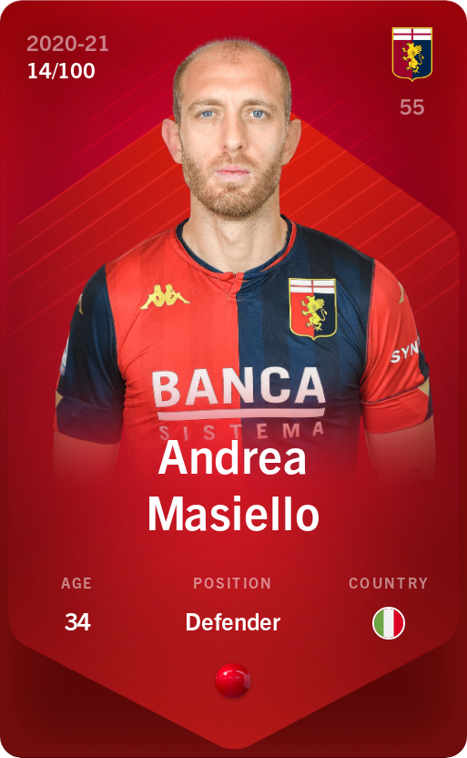 Sorare - Sorare Official - Andrea Masiello 2020-21 • Rare 14/100 - NFT # 19924022986467060129141011906603919876350675693500633839089153575998521040730