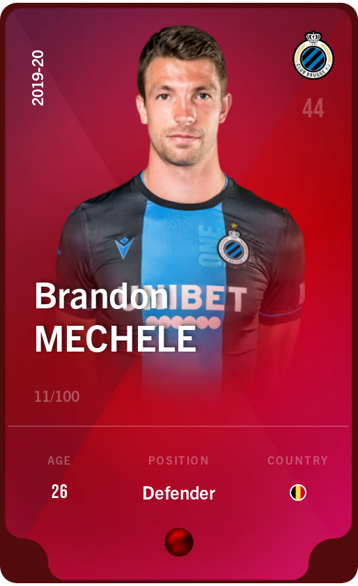 Sorare - Sorare Official - Brandon Mechele 2019-20 • Rare 11/100 - NFT # 22024737632520837630894424387501673382981333002795487626570697645811364010730