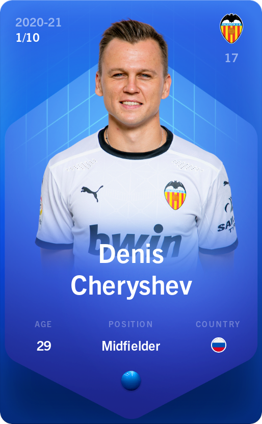 Sorare - Sorare Official - Denis Cheryshev 2020-21 • Super Rare 1/10 - NFT # 10441061390075453790825771687263395118507701920984161098779942555518987899398