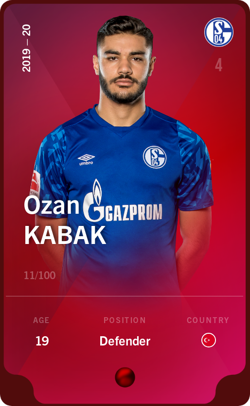 Sorare - Sorare Official - Ozan Kabak 2019-20 • Rare 11/100 - NFT # 78943334012888454385882688833515354506309503784555632235860249750665509189966